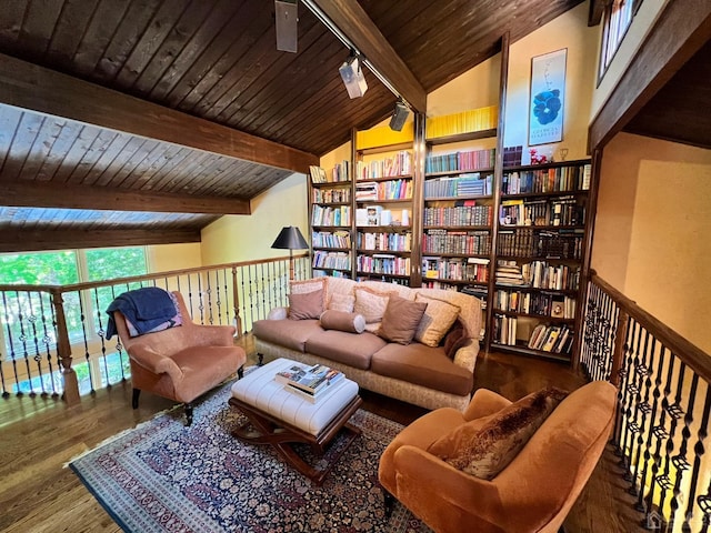 2 Gloucester Ct, East Brunswick, NJ 08816 - living area with wooden ceiling, lofted ceiling with beams, and wood finished floors