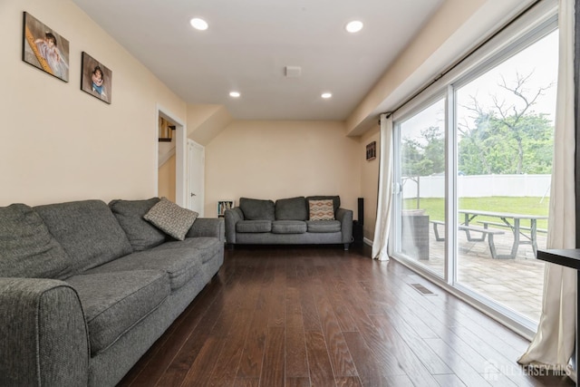 1 Webster Rd, Franklin, NJ 08873 - living room featuring dark wood-style floors and recessed lighting