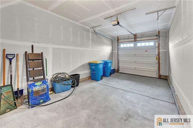 garage with a garage door opener