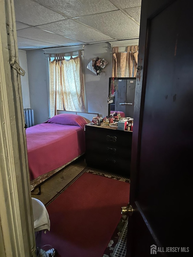 359 Parkway Ave, Trenton, NJ 08618 - bedroom with radiator heating unit and a paneled ceiling