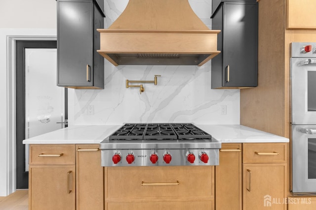 116 Hunt Dr, Princeton, NJ 08540 - kitchen with premium range hood, appliances with stainless steel finishes, and tasteful backsplash