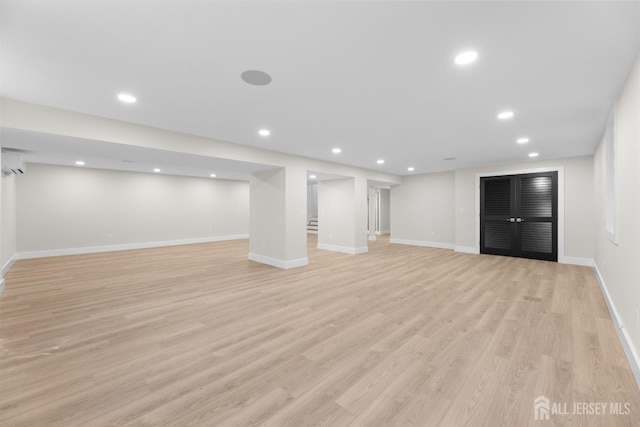 116 Hunt Dr, Princeton, NJ 08540 - finished basement featuring light wood-type flooring, recessed lighting, and baseboards