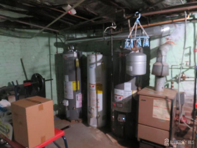 unfinished basement with water heater