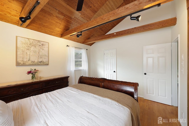 505 Runyon Ave, Piscataway, NJ 08854 - bedroom with wooden ceiling, wood finished floors, and track lighting