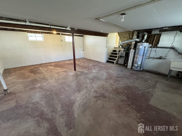 43 Overbrook Dr, Colonia, NJ 07067 - below grade area featuring water heater and stairs