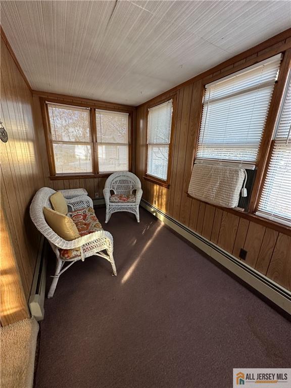 sunroom / solarium with a wealth of natural light and a baseboard radiator