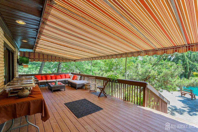 403 New Dover Rd, Colonia, NJ 07067 - wooden terrace with an outdoor living space