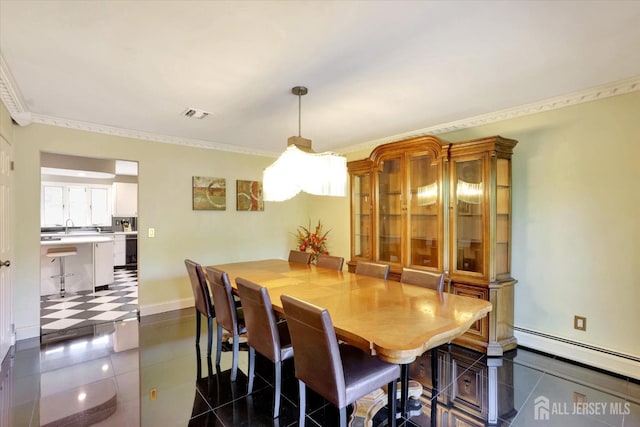 403 New Dover Rd, Colonia, NJ 07067 - dining room featuring crown molding and baseboards