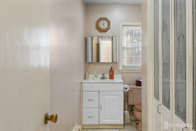 bathroom with toilet and vanity