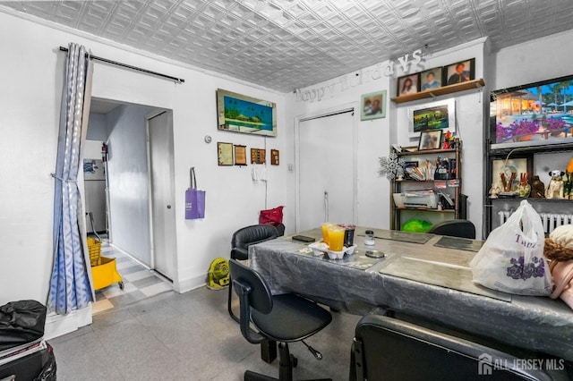 188 Seaman St, New Brunswick, NJ 08901 - home office with an ornate ceiling and baseboards