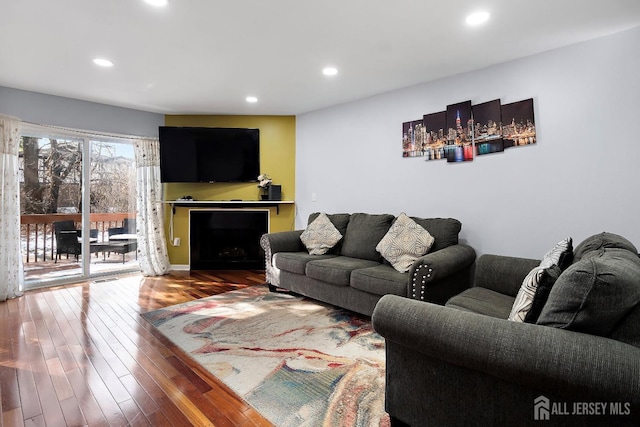 living room with hardwood / wood-style flooring