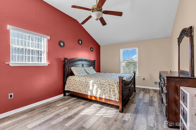 30 Montague Ave, Woodbridge Proper, NJ 08830 - bedroom with lofted ceiling, wood finished floors, and a ceiling fan