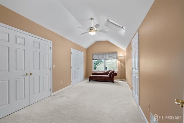18 Stout Dr, Hillsborough, NJ 08844 - bedroom with carpet, vaulted ceiling, ceiling fan, and multiple closets