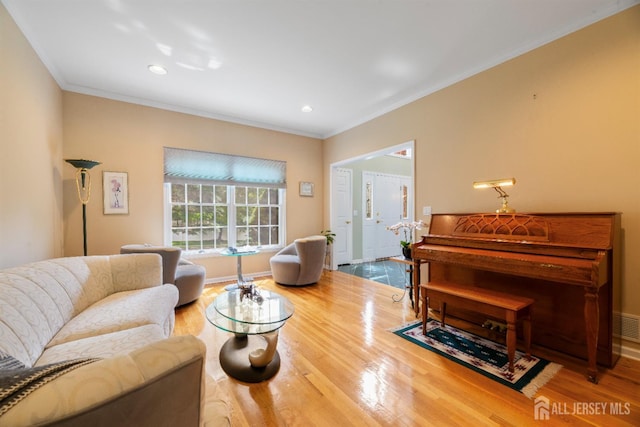 18 Stout Dr, Hillsborough, NJ 08844 - living room with wood finished floors, crown molding, and recessed lighting