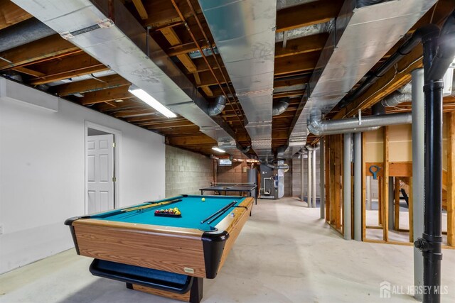 18 Stout Dr, Hillsborough, NJ 08844 - recreation room with billiards table and concrete flooring
