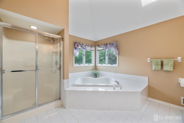 18 Stout Dr, Hillsborough, NJ 08844 - full bath with tile patterned floors, a garden tub, and a shower stall