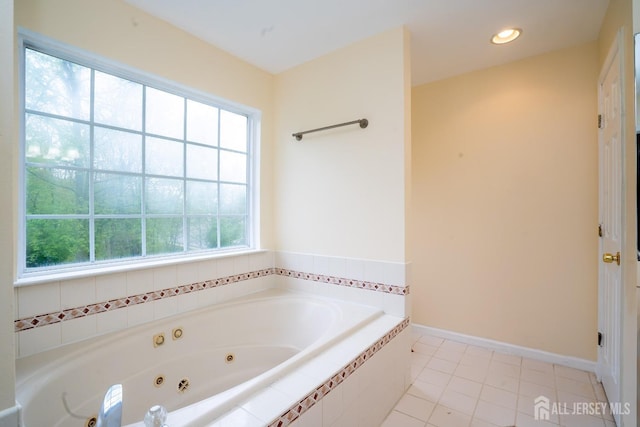 24 Chesapeake Rd, South Brunswick, NJ 08852 - full bathroom featuring baseboards, tile patterned floors, recessed lighting, and a whirlpool tub