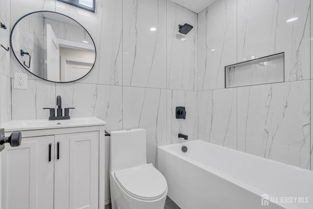 18 Velikan Pl, Edison, NJ 08817 - full bath featuring tile walls, vanity, toilet, and shower / bath combination