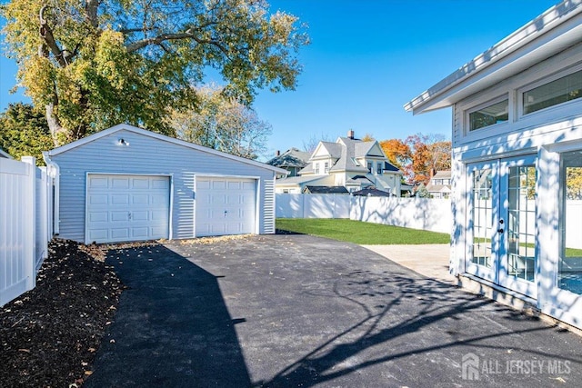 garage featuring french doors