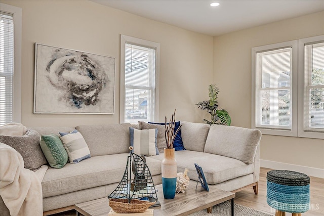 living room with hardwood / wood-style floors