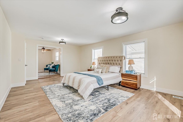 bedroom featuring light hardwood / wood-style flooring