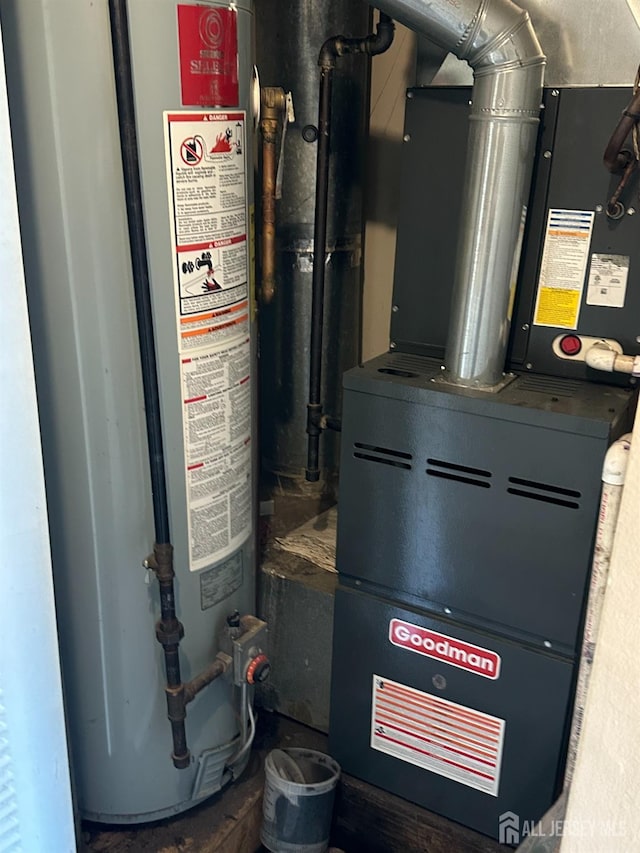 utilities with gas water heater and heating unit