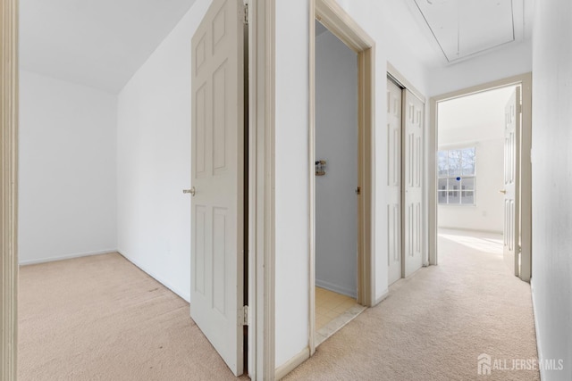 hallway with light carpet