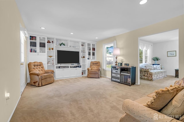 21 Van Hise Ct, East Brunswick, NJ 08816 - living room featuring light carpet and recessed lighting