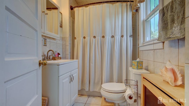 110 N Pine Ave, South Amboy, NJ 08879 - full bathroom featuring tile walls, vanity, tile patterned flooring, and healthy amount of natural light