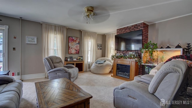 110 N Pine Ave, South Amboy, NJ 08879 - living room featuring a ceiling fan, carpet floors, and a glass covered fireplace