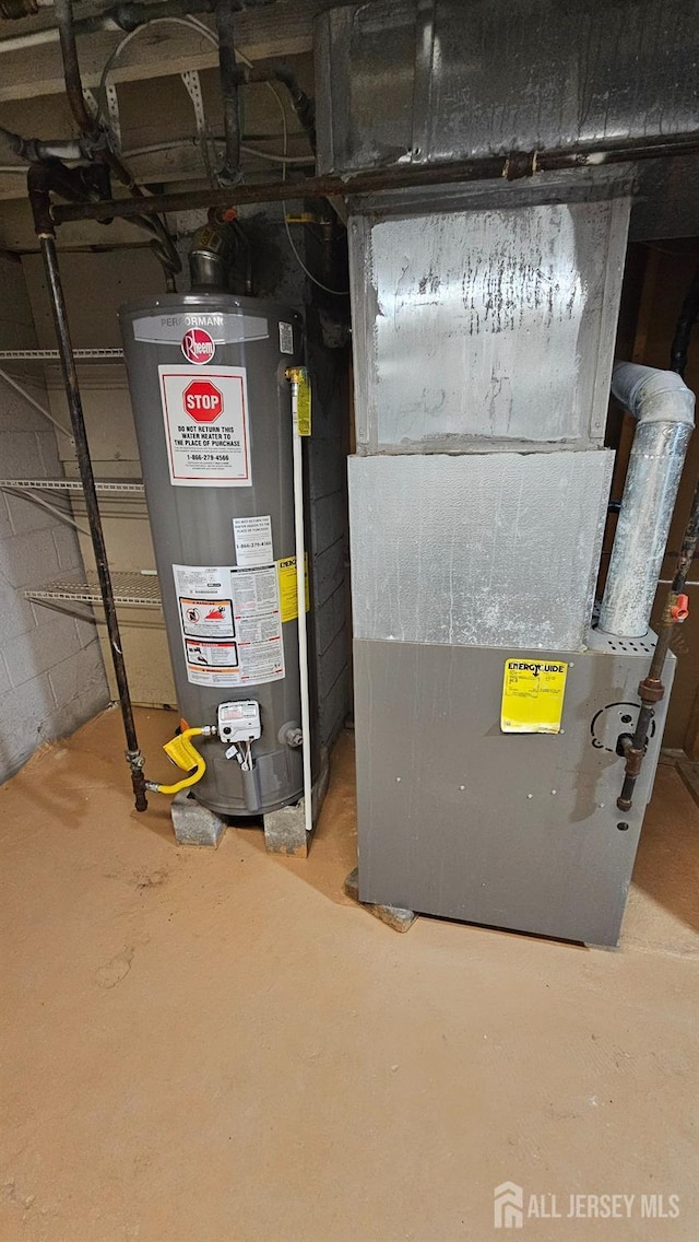 utilities with gas water heater and heating unit