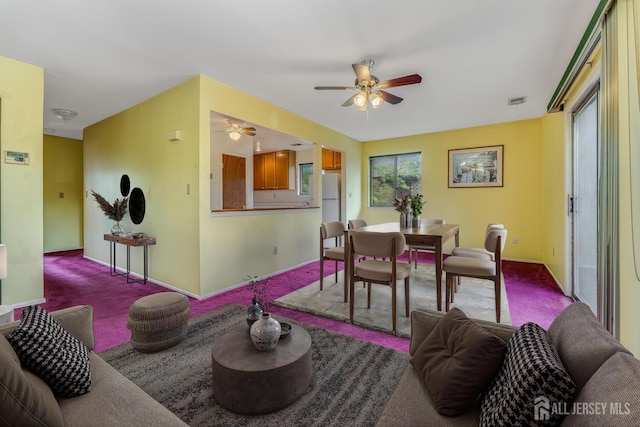 4420 Birchwood Ct, North Brunswick, NJ 08902 - living area with carpet floors and ceiling fan