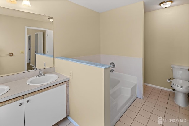 204 Concord Pl, North Brunswick, NJ 08902 - bathroom featuring double vanity, a garden tub, and tile patterned floors