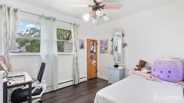 149 Ethel St, Menlo Park Terrace, NJ 08840 - bedroom featuring dark wood-type flooring, an office area, and ceiling fan