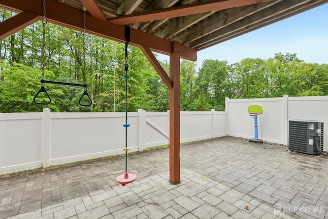 106 Ellsworth Way S, Brunswick, NJ 08852 - view of patio / terrace with cooling unit, fence, and view of scattered trees