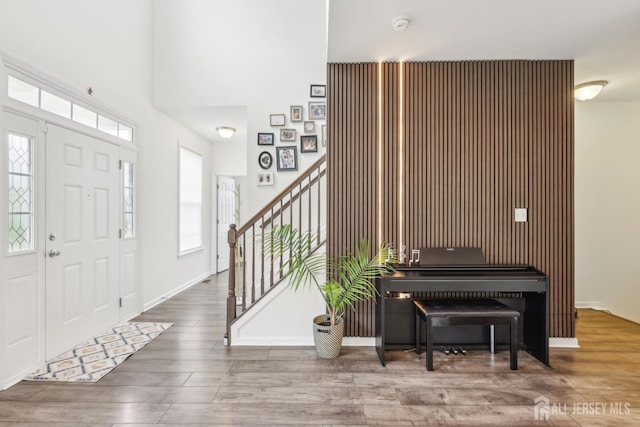 106 Ellsworth Way S, Brunswick, NJ 08852 - entrance foyer with wood finished floors, stairs, and a high ceiling