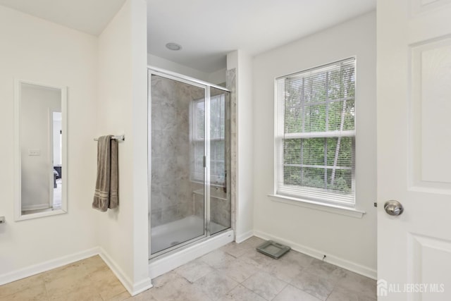 106 Ellsworth Way S, Brunswick, NJ 08852 - bathroom with a stall shower, tile patterned floors, and baseboards