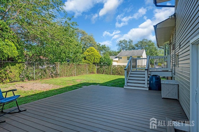 73 Webb Dr, Fords, NJ 08863 - wooden deck with a fenced backyard and stairs