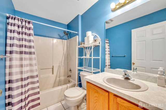 10 Rauer Ct, South Plainfield, NJ 07080 - bathroom featuring shower / bathtub combination with curtain, vanity, and tile patterned flooring