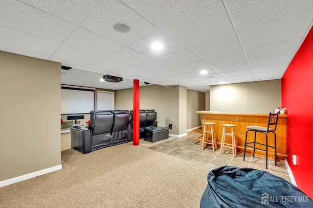 10 Rauer Ct, South Plainfield, NJ 07080 - carpeted cinema featuring a dry bar, recessed lighting, and a drop ceiling
