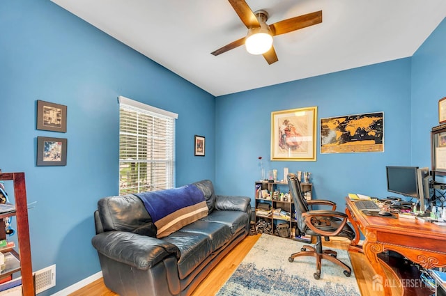 10 Rauer Ct, South Plainfield, NJ 07080 - office with ceiling fan and wood finished floors