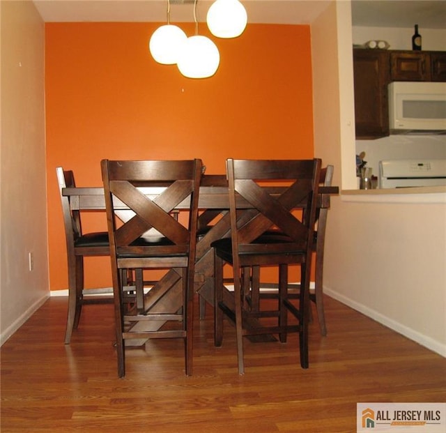 dining room with hardwood / wood-style flooring