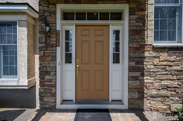 15 Heather Ct, Mansfield, NJ 08022 - property entrance featuring stone siding