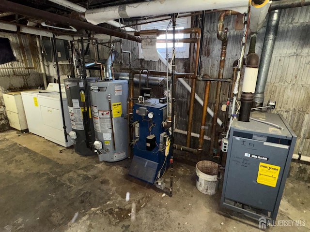 134 S Stevens Ave S, South Amboy, NJ 08879 - utilities featuring gas water heater, washing machine and clothes dryer, and a heating unit