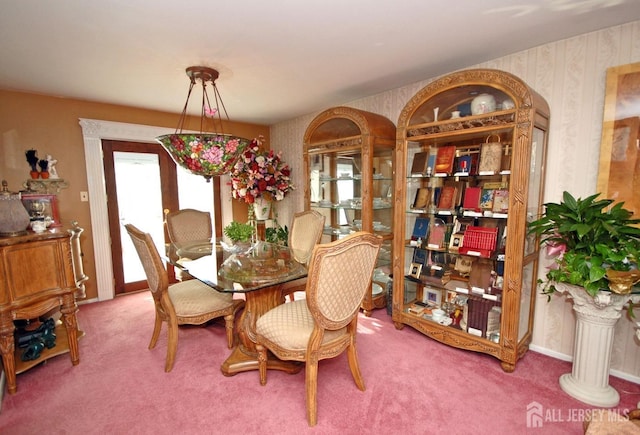 view of carpeted dining room