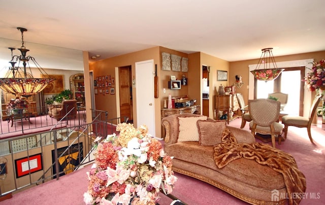 living room featuring carpet floors