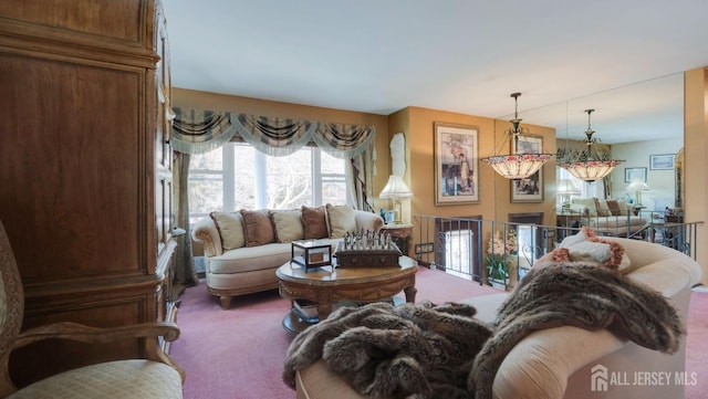 living room with carpet