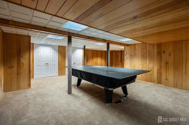 16 Darby Rd, East Brunswick, NJ 08816 - recreation room featuring carpet flooring and wood walls