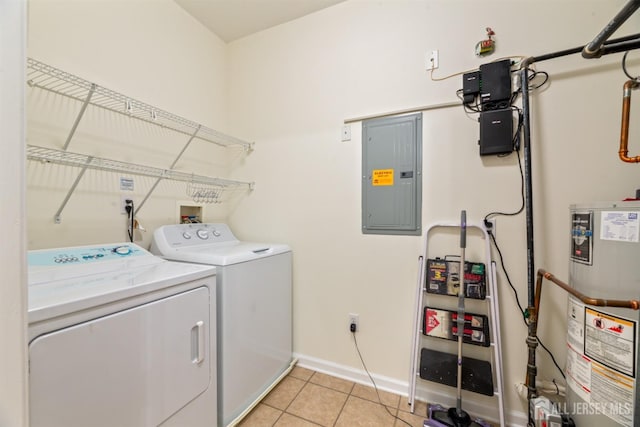2206 Cedar Village Blvd, East Brunswick, NJ 08816 - laundry area with electric panel, gas water heater, independent washer and dryer, and light tile patterned floors