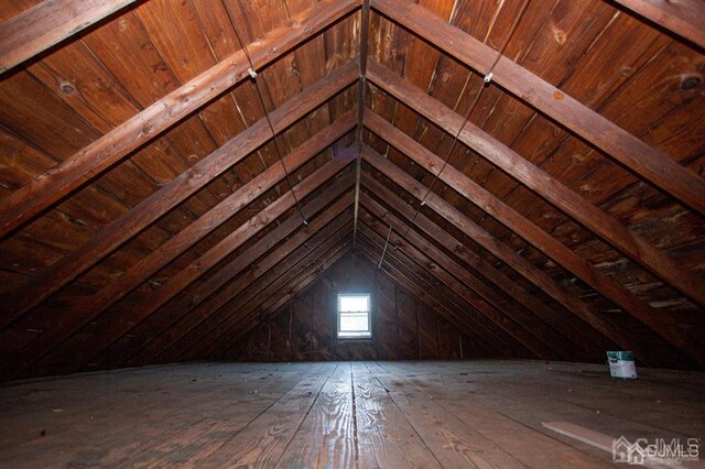 view of unfinished attic